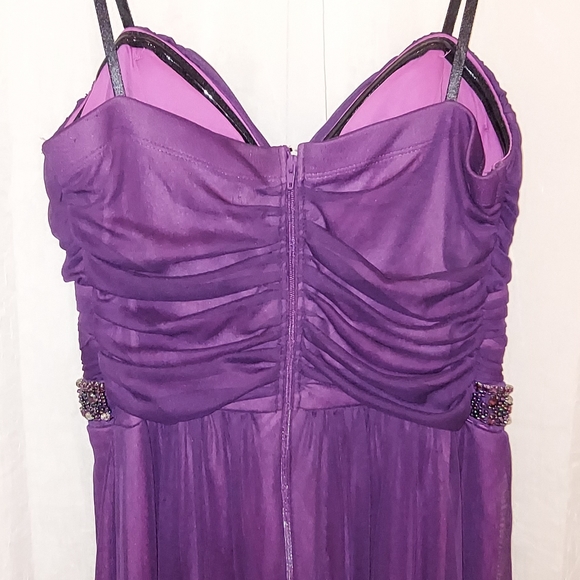 City Studio Purple Strappy High Low Dress sz 9 pre-owned - Picture 4 of 6